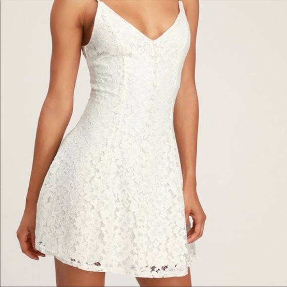 Lulu’s Easy Love White Lace Skater Dress - Bridal Shower, Bachelorette - Picture 5 of 7